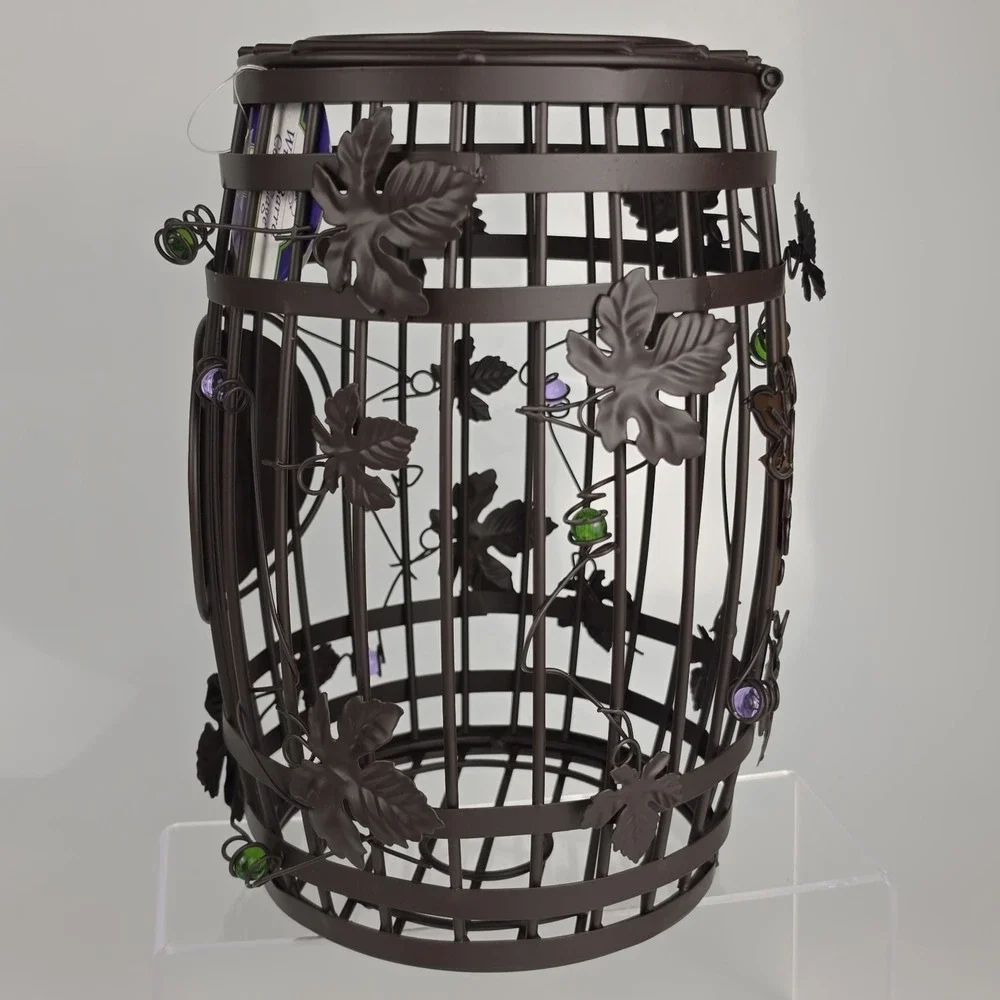 Wine Barrel Cork Cage Metal Grapevine Beaded Holder Epic Products New With Tags